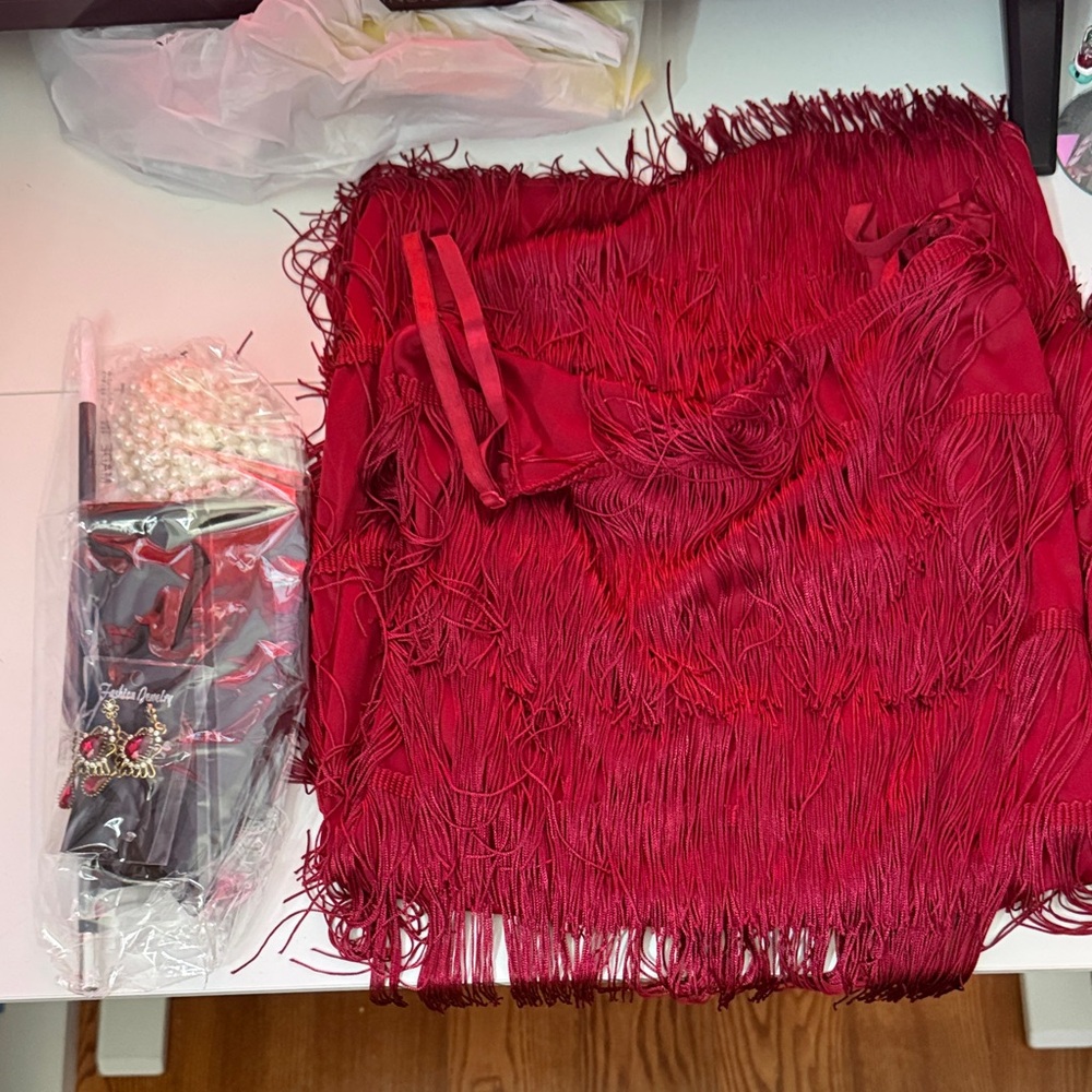 Elegant Red Fringe Dress
